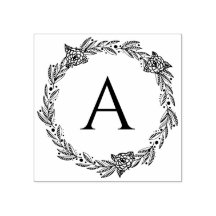 Ronde bloemige gepersonaliseerde monogram rubberen