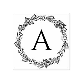 Ronde bloemige gepersonaliseerde monogram rubberen rubberstempel