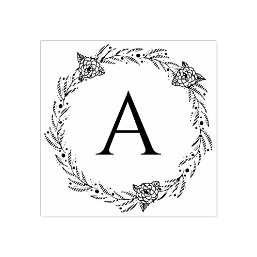 Ronde bloemige gepersonaliseerde monogram rubberen rubberstempel (Afrduk)