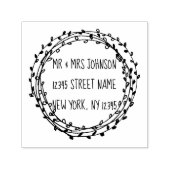 Ronde bloemige laurierkrans takken op maat zelfinktende stempel (Design)