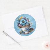 Ronde bloemige theekopje sticker (Envelop)