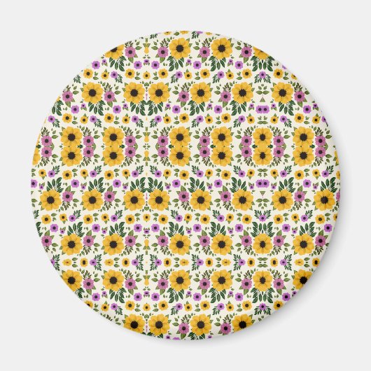 Ronde bloemknop met levendig geel magneet (Voorkant)
