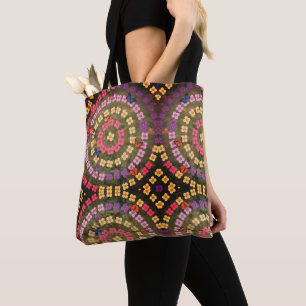 Ronde Bloempatroon Schouder Canvas tas