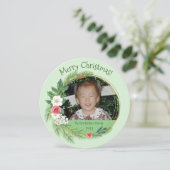 Ronde Bloemrijke Elegantie Foto Kerst Feestdagenkaart (Staand voorkant)