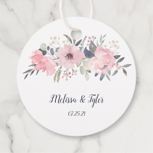 Ronde Blush Roze op Witte Bruiloft | Bedankjes Labels (Achterkant)