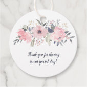 Ronde Blush Roze op Witte Bruiloft | Bedankjes Labels (Voorkant)