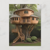 Ronde boomhut briefkaart (Voorkant)