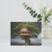 Ronde boomhut briefkaart (Staand voorkant)