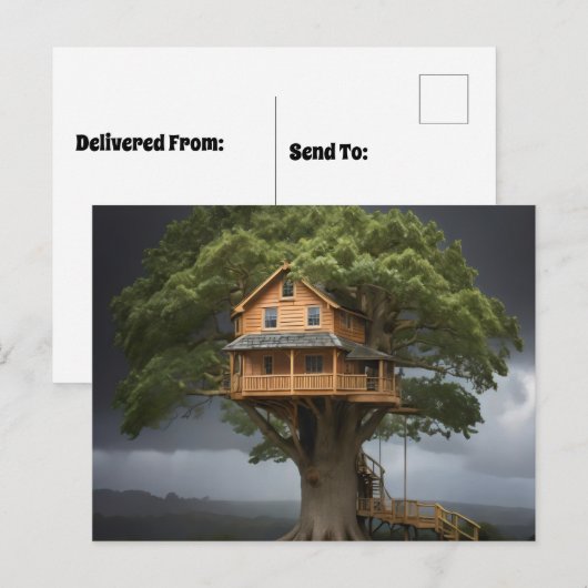 Ronde boomhut briefkaart (Voorkant / Achterkant)