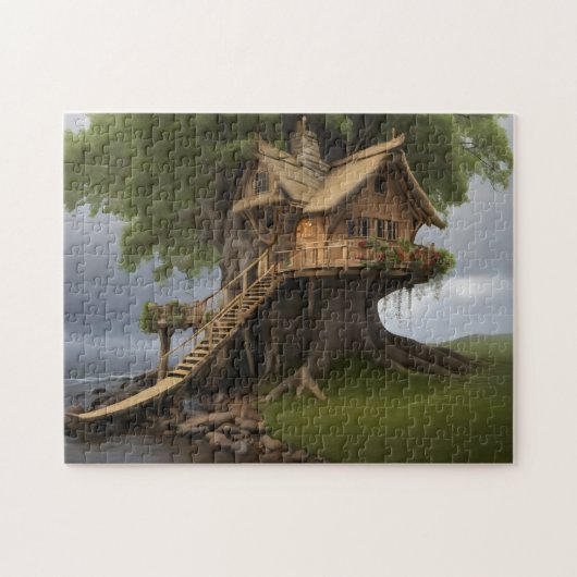 Ronde boomhut legpuzzel (Horizontaal)