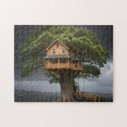 Ronde boomhut legpuzzel (Horizontaal)