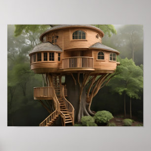 Ronde boomhut poster