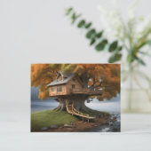 Ronde boomhut poster briefkaart (Staand voorkant)