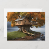 Ronde boomhut poster briefkaart (Voorkant / Achterkant)