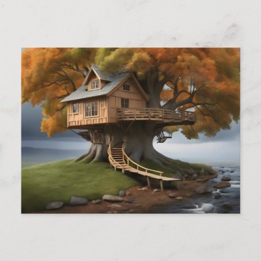 Ronde boomhut poster briefkaart (Voorkant)