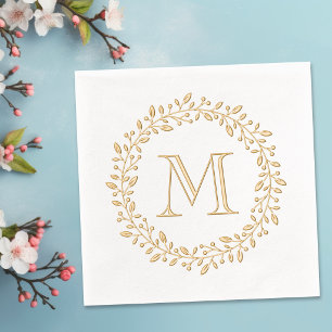 Ronde botanische bes-krans monogram initiaal folie servetten