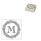Ronde botanische beskrans monogram initiaal rubberstempel (Gestempeld)