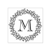 Ronde botanische beskrans monogram initiaal rubberstempel (Afrduk)