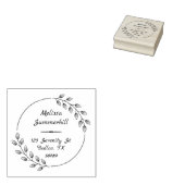 Ronde botanische bladeren, groot adres rubberstempel (Gestempeld)