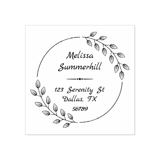 Ronde botanische bladeren, groot adres rubberstempel (Afrduk)