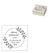 Ronde botanische bladeren, groot adres rubberstempel (Gestempeld)