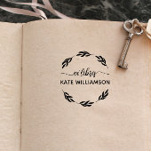 Ronde botanische krans Ex libris Rubberstempel