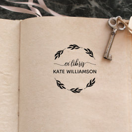 Ronde botanische krans Ex libris Rubberstempel