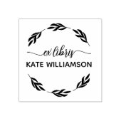 Ronde botanische krans Ex libris Rubberstempel (Afrduk)