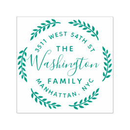 Ronde Botanische krans Familienaam Retouradres Zelfinktende Stempel