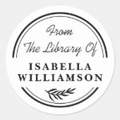 Ronde Botanische Uit De Bibliotheek van Boekplaat Ronde Sticker (Voorkant)