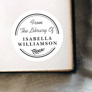Ronde Botanische Uit De Bibliotheek van Boekplaat Sticker