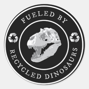 Ronde brandstof van gerecycleerde dinosaurussen -  sticker