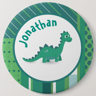 Ronde bril in groen/blauw met leuke dinosaurus button 6,0 cm