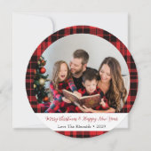 Ronde Buffalo Plaid Familiefoto Kerst Kaart (Voorkant)