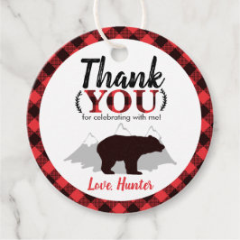 Ronde buffelplaat Beer Lumberjack Birthday Bedankjes Labels
