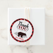 Ronde buffelplaat Beer Lumberjack Birthday Bedankjes Labels (In situ)