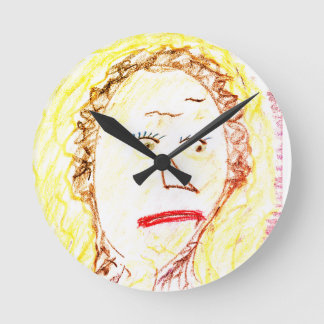 RONDE BUITENSTAANDER ART LUNCHLADY KUNST-GEZICHT W KLOK