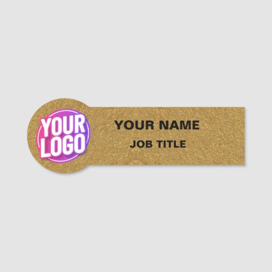 Ronde Business Logo of Werknemer Foto Goud Bord Naamplaatje (Voorkant)