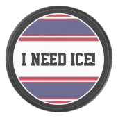 Ronde Button - Blauw rood strepen Hockey Puck (Voorkant)