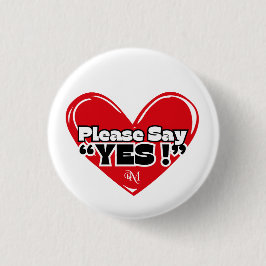 Ronde Button: Gelieve Ja met Hart (wit) Button 3,2 Cm