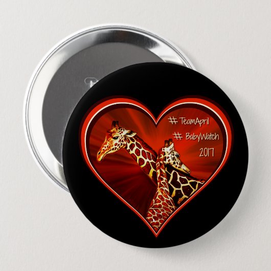 Ronde Button Pin Giraffe April Mam en baby (Voorkant /achterkant)
