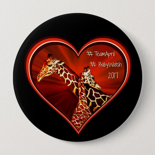 Ronde Button Pin Giraffe April Mam en baby (Voorkant)