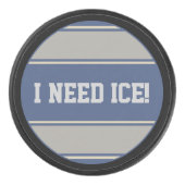 Ronde Button - Strepen blauw steengrijs Hockey Puck (Voorkant)