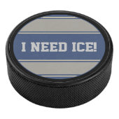 Ronde Button - Strepen blauw steengrijs Hockey Puck (3/4)