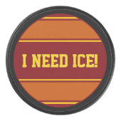Ronde Button - Stripes donkerrood geel Hockey Puck (Voorkant)
