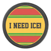 Ronde Button - Stripes rood geel Hockey Puck (Voorkant)