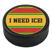 Ronde Button - Stripes rood geel Hockey Puck (3/4)