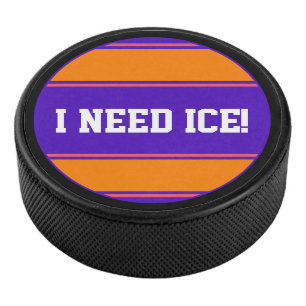 Ronde Button - Stripes violet oranje roze Hockey Puck