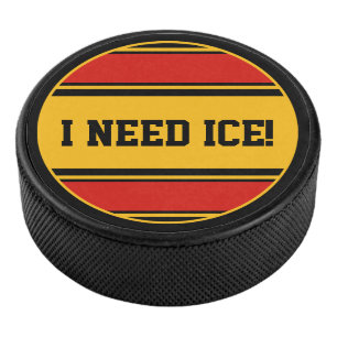 Ronde Button - Stripes zwart rood geel Hockey Puck