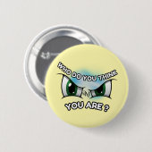 Ronde Button: Wie denk je (geel) Button 5,7 Cm (Voorkant /achterkant)